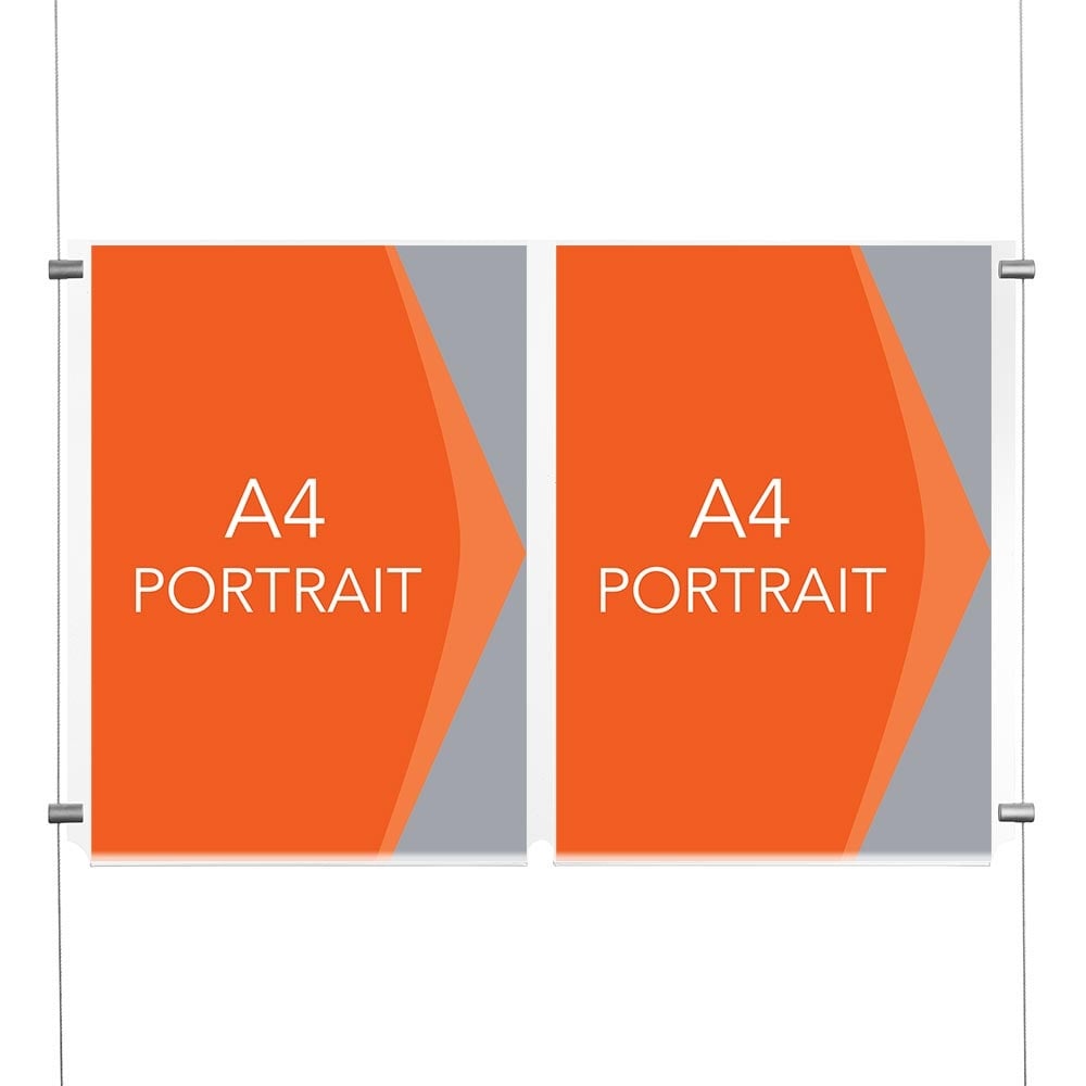 Satin Wall-Mounted Cable Display Kit - A4 Portrait - Double Pocket