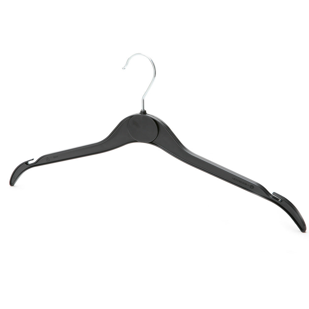 Black Plastic Hangers with Oval label Area and Shoulder Notches - 41cm