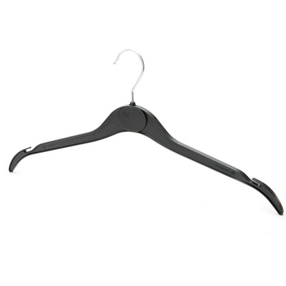 Black Plastic Hangers with Oval label Area and Shoulder Notches - 41cm