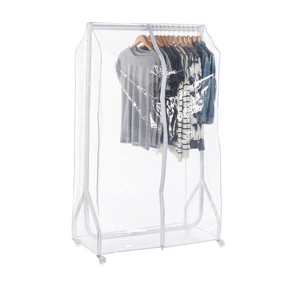 Gloss White Heavy-Duty Clothes Rail With Clear Cover
