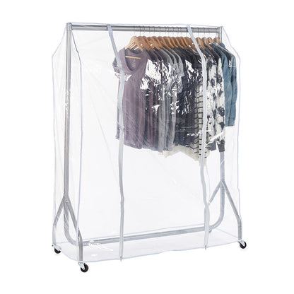 Silver Heavy-Duty Clothes Rail With Clear Cover