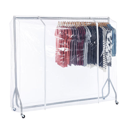 Silver Heavy-Duty Clothes Rail With Clear Cover