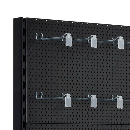Black Modular Gondola Unit - Perforated Back Panels, Euro Hooks, Tickets Holders