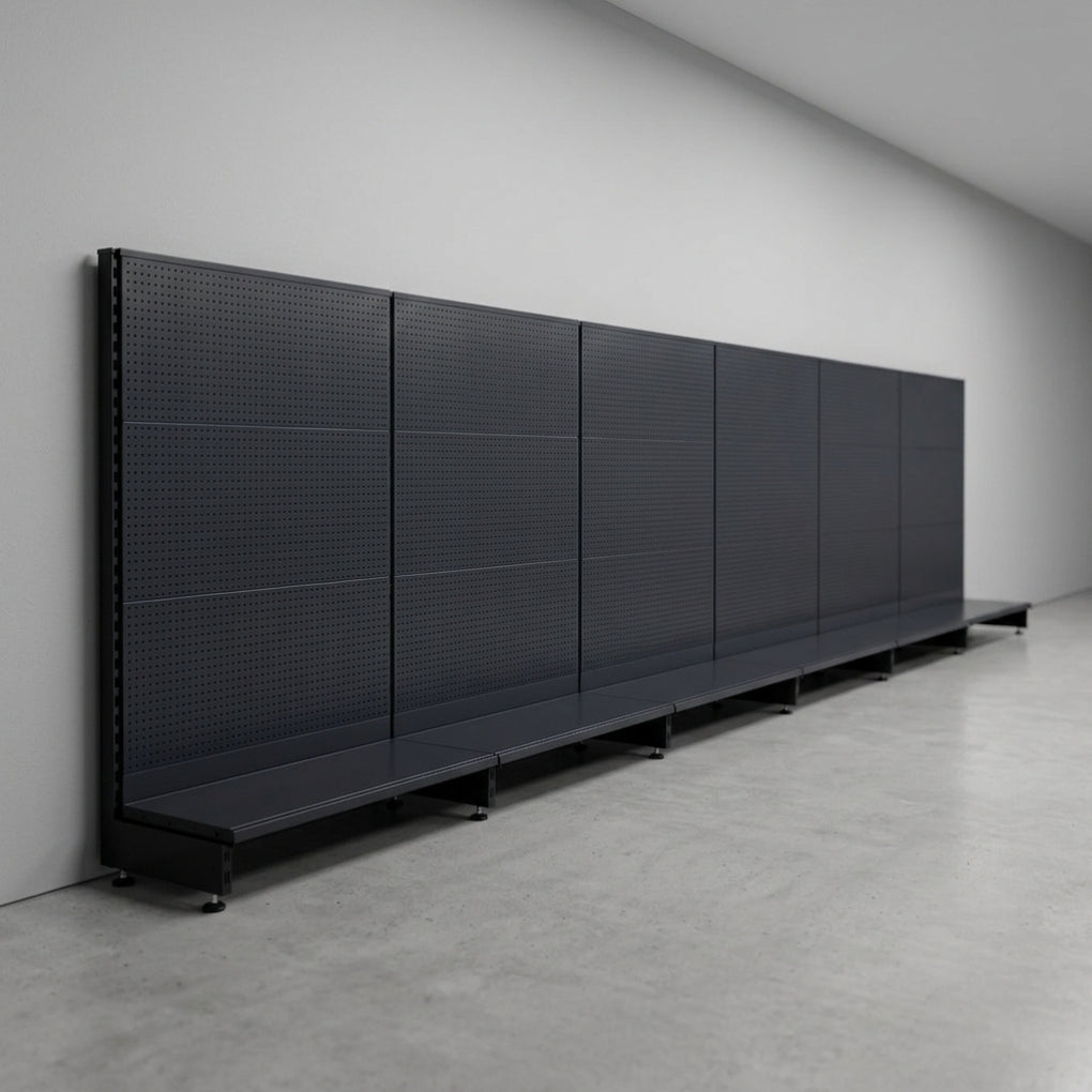 Black Modular Gondola Unit - H1400 x W1000mm With Perforated Back Panels