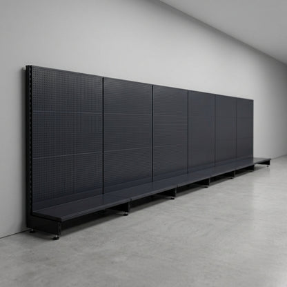 Black Modular Gondola Unit - H1400 x W1000mm With Perforated Back Panels