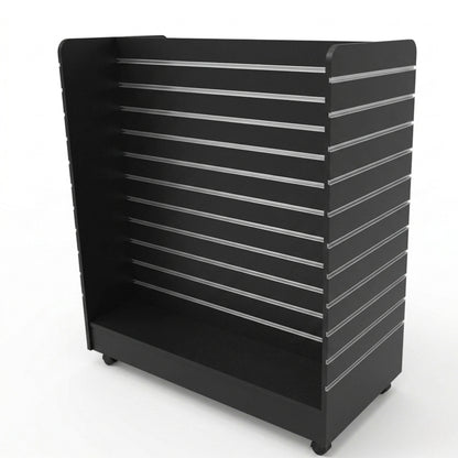 Black Mobile Slatwall 'H'  Display Gondola with Castor Wheels & Aluminium Inserts - Silhouette Range