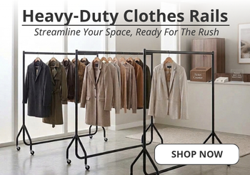 Heavy duty clothes rails in a commercial; cloakroom setting 