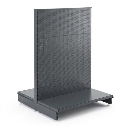 Dark Grey Retail Shelving 1400mm High Modular Gondola Unit with Perforated Back Panels