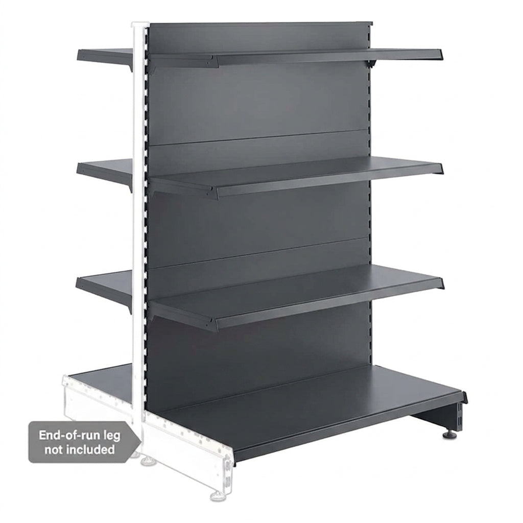 Dark Grey Retail Shelving Modular Gondola Unit - 6 x 370mm Shelves - H1400mm