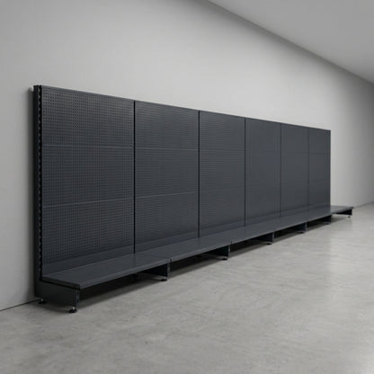 Dark Grey Retail Shelving 1400mm High Modular Gondola Unit with Perforated Back Panels