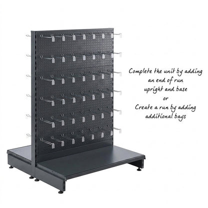 Dark Grey Modular Gondola Unit - Perforated Back Panels, Euro Hooks, Tickets Holders
