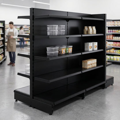 Black Retail Shelving Modular Gondola Unit - 8 x 370mm Shelves - H1400mm