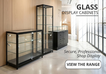 glass display cabinets, retail glass display cabinet, glass shop display cabinet, glass display counters, display showcases uk, lockable glass cabinets, secure professional shop display