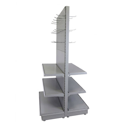 Silver Double-Sided Trade & Exhibition Gondola - H2100 x W1000mm - 64 Hooks