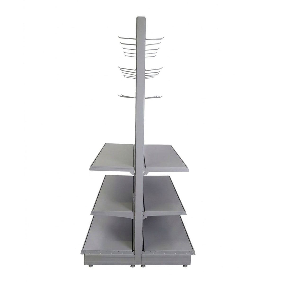 Silver Double-Sided Trade & Exhibition Gondola - H2100 x W1000mm - 64 Hooks