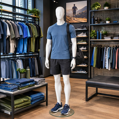 Essentials Male Matt White Semi-Abstract Mannequin - Eco-Friendly Plastic