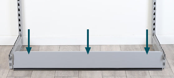 10. Add the kick plinth behind the kick legs, before the base shelf