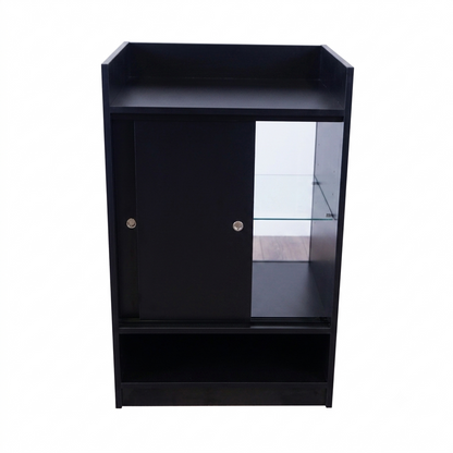 Black Shop Counter With 3/4 Glass Display and Glass Front Till Unit Bundle - Silhouette Range