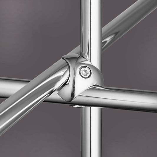 Chrome 3-Way Circular Clamp Fitting for 25mm Dia. Chrome Tube Rail