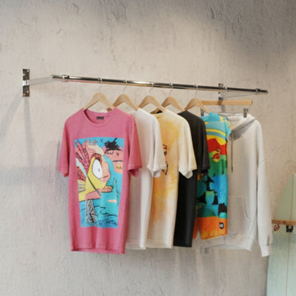 1m Wall-Mounted Hanging Clothes Rail with 2 Support Arms