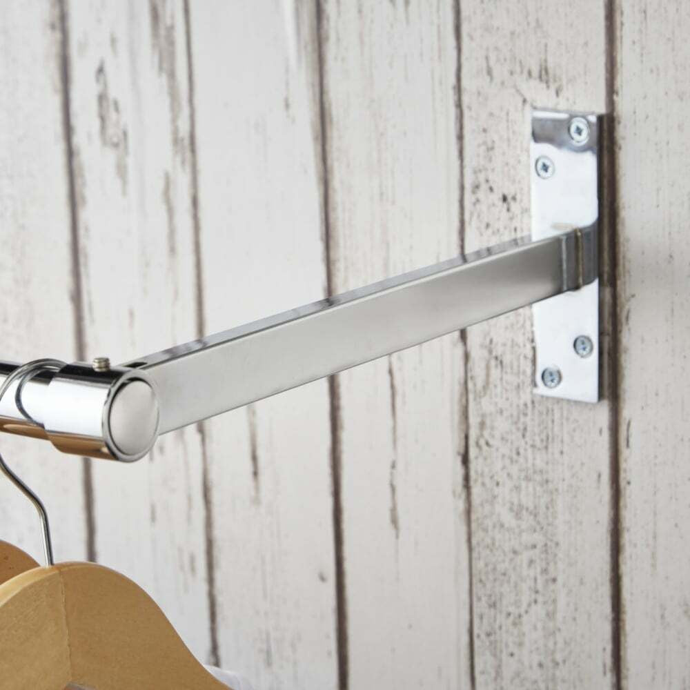 2m Wall-Mounted Hanging Clothes Rail with 3 Support Arms