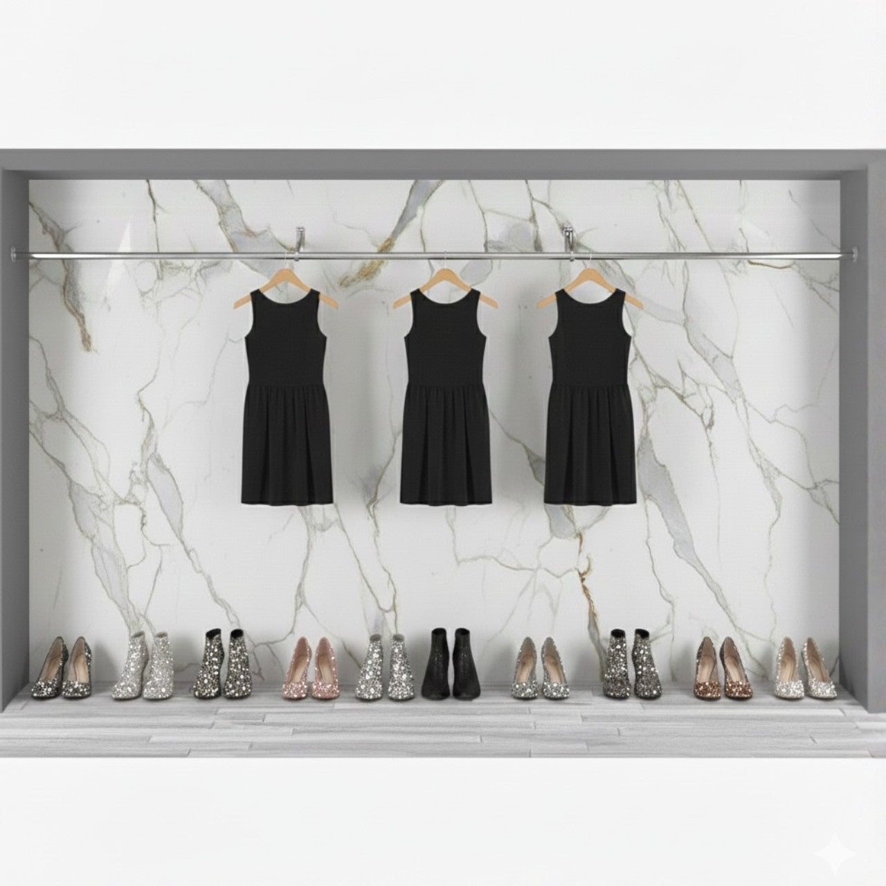 3m Heavy Duty Alcove Hanging Clothes Rail with 2 Support Arms