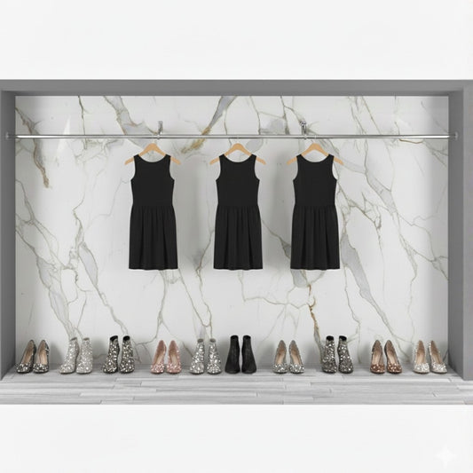 3m Heavy Duty Alcove Hanging Clothes Rail with 2 Support Arms