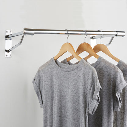 1m Heavy Duty Wall-Mounted Hanging Clothes Rail with 2 Support Arms