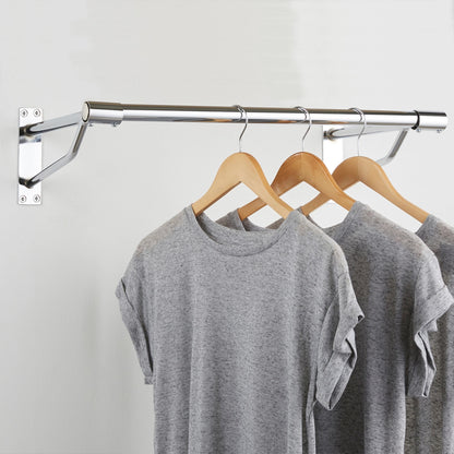 2m Heavy Duty Wall-Mounted Hanging Clothes Rail with 3 Support Arms