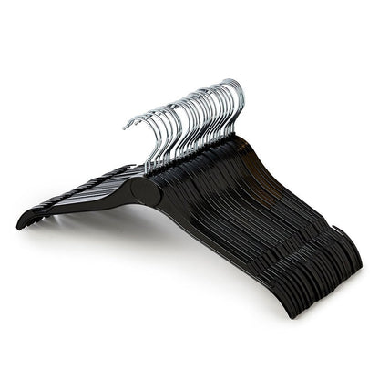 Black Plastic Hangers with Oval label Area and Shoulder Notches - 41cm