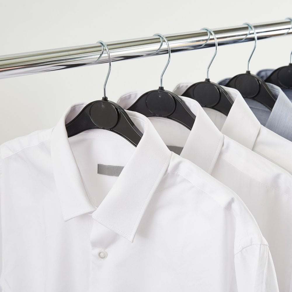 Black Plastic Hangers with Oval label Area and Shoulder Notches - 41cm