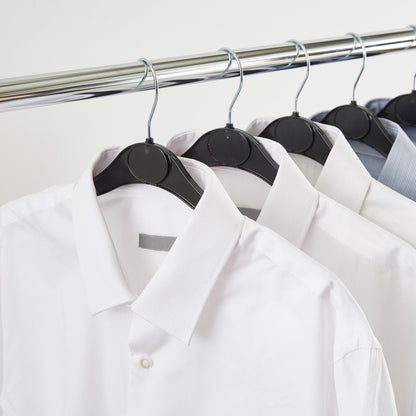 Black Plastic Hangers with Oval label Area and Shoulder Notches - 41cm