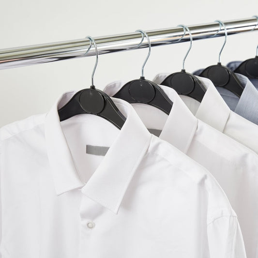 Black Plastic Hangers with Oval label Area and Shoulder Notches - 41cm