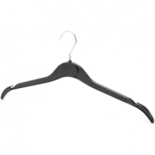 Black Plastic Hangers with Oval label Area and Shoulder Notches - 41cm