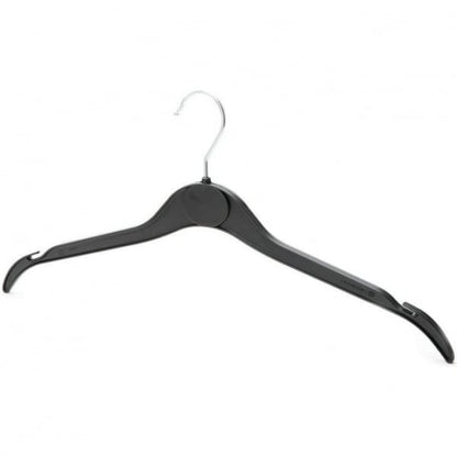 Black Plastic Hangers with Oval label Area and Shoulder Notches - 41cm
