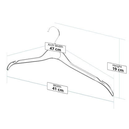 Black Plastic Hangers with Oval label Area and Shoulder Notches - 41cm