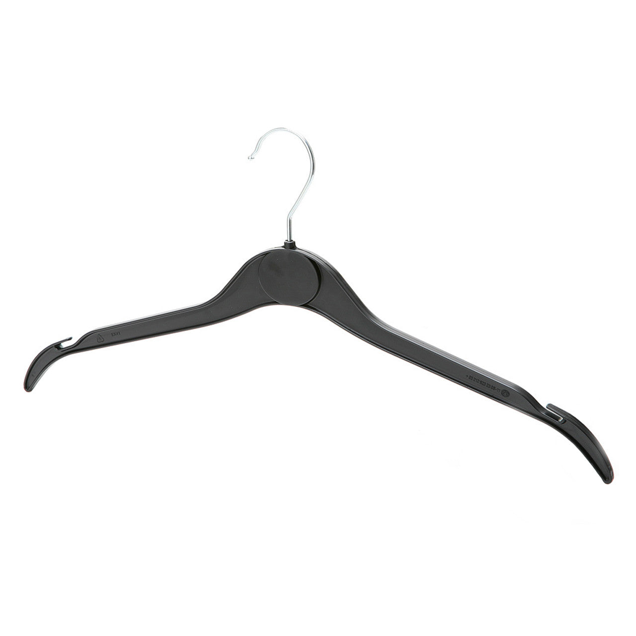 Black Plastic Hangers with Oval label Area and Shoulder Notches - 41cm