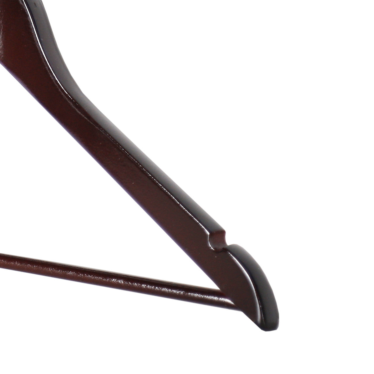 Dark Wood Finish Wooden Hangers with Trouser Bar and Shoulder Notches - 45 cm