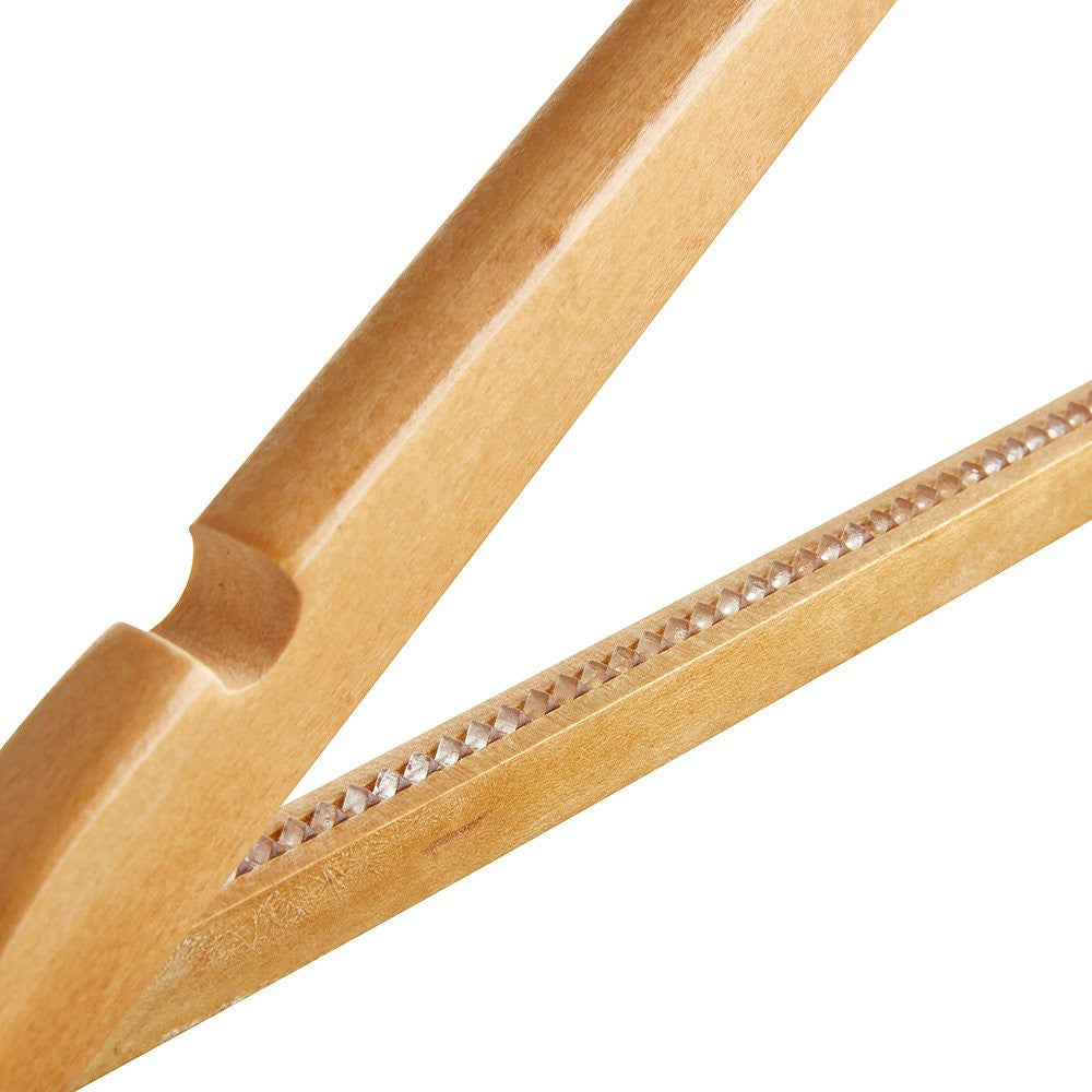 Wooden Hanger with Non-Slip Trouser Bar and Shoulder Notches - 45 cm