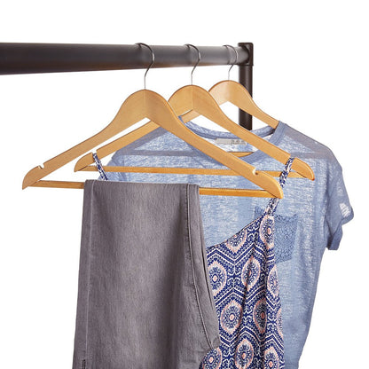 Wooden Hanger with Non-Slip Trouser Bar and Shoulder Notches - 45 cm