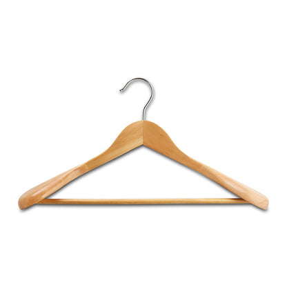 Wooden Hangers with Broad Shoulders and Trouser Bar - 45 cm