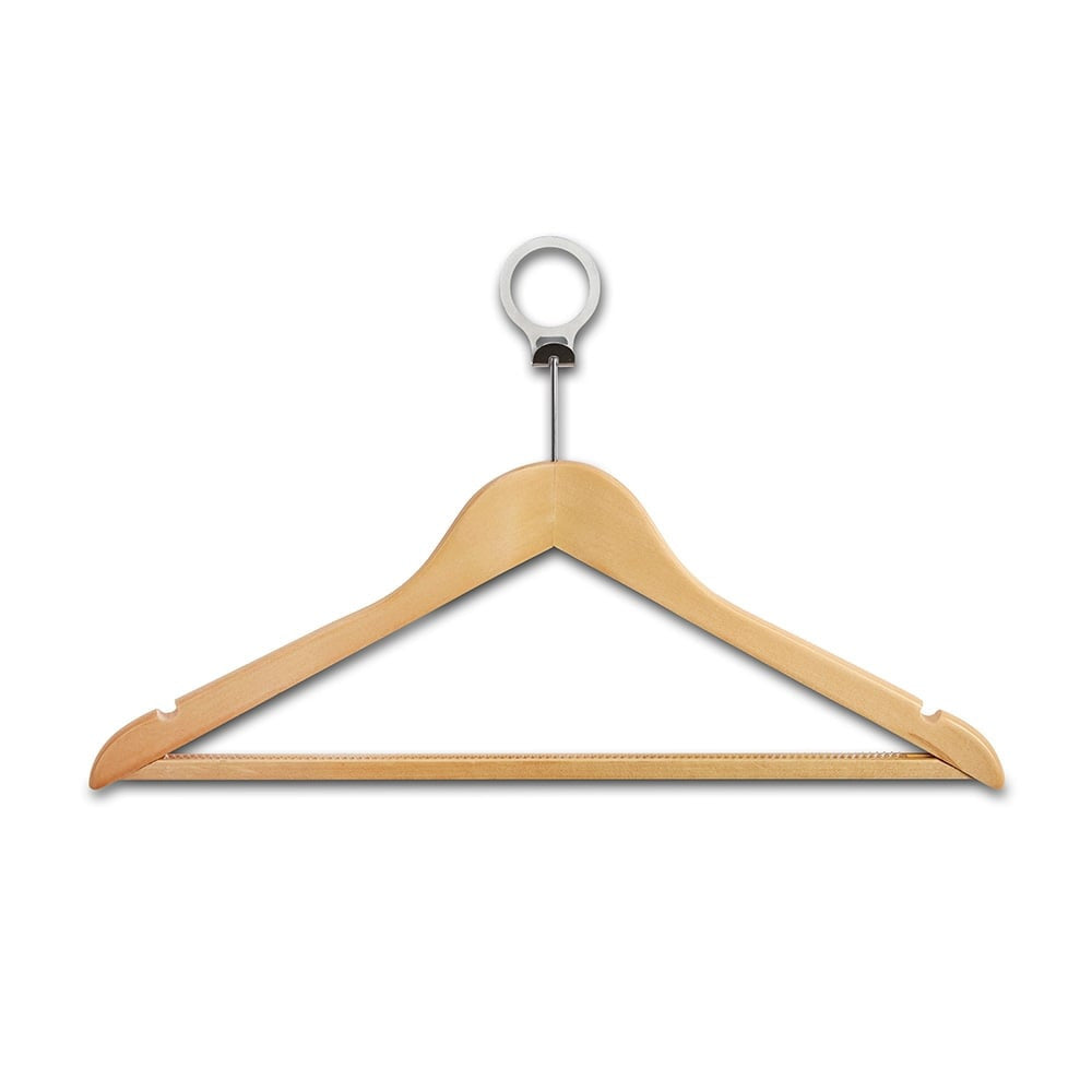 Wooden Hotel Hangers with Non-Slip Trouser Bar and Shoulder Notches - 45 cm