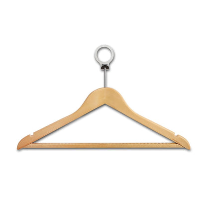 Wooden Hotel Hangers with Non-Slip Trouser Bar and Shoulder Notches - 45 cm