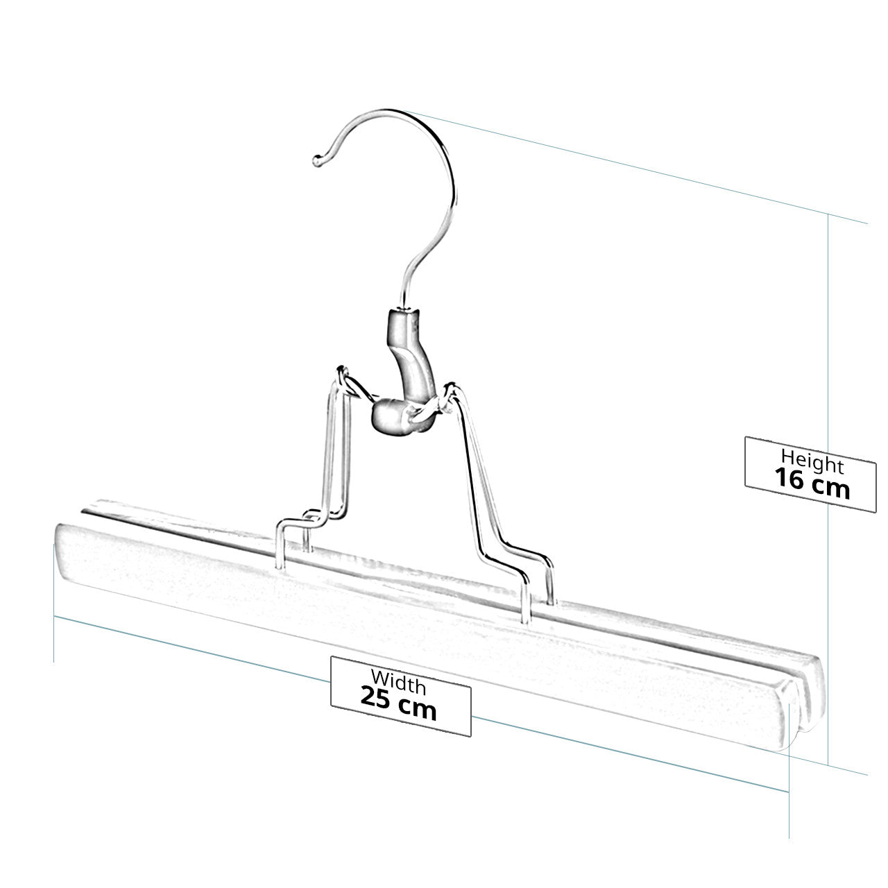 Wooden Trouser/Skirt Clamp Hanger with Velvet Liner - 25 cm