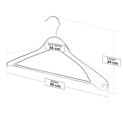 Dark Wood Finish Hangers with Broad Shoulders and Trouser Bar - 45 cm