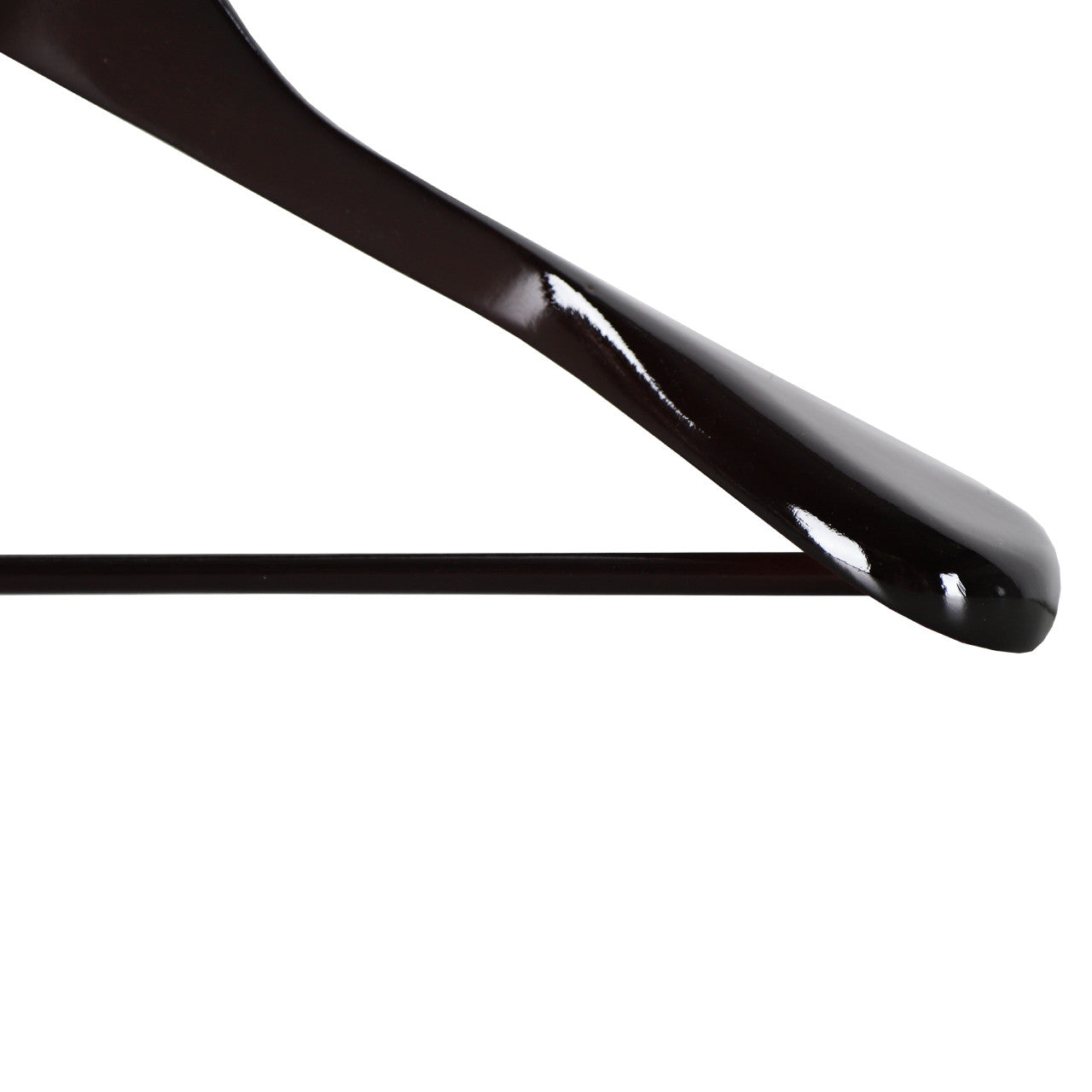 Dark Wood Finish Hangers with Broad Shoulders and Trouser Bar - 45 cm