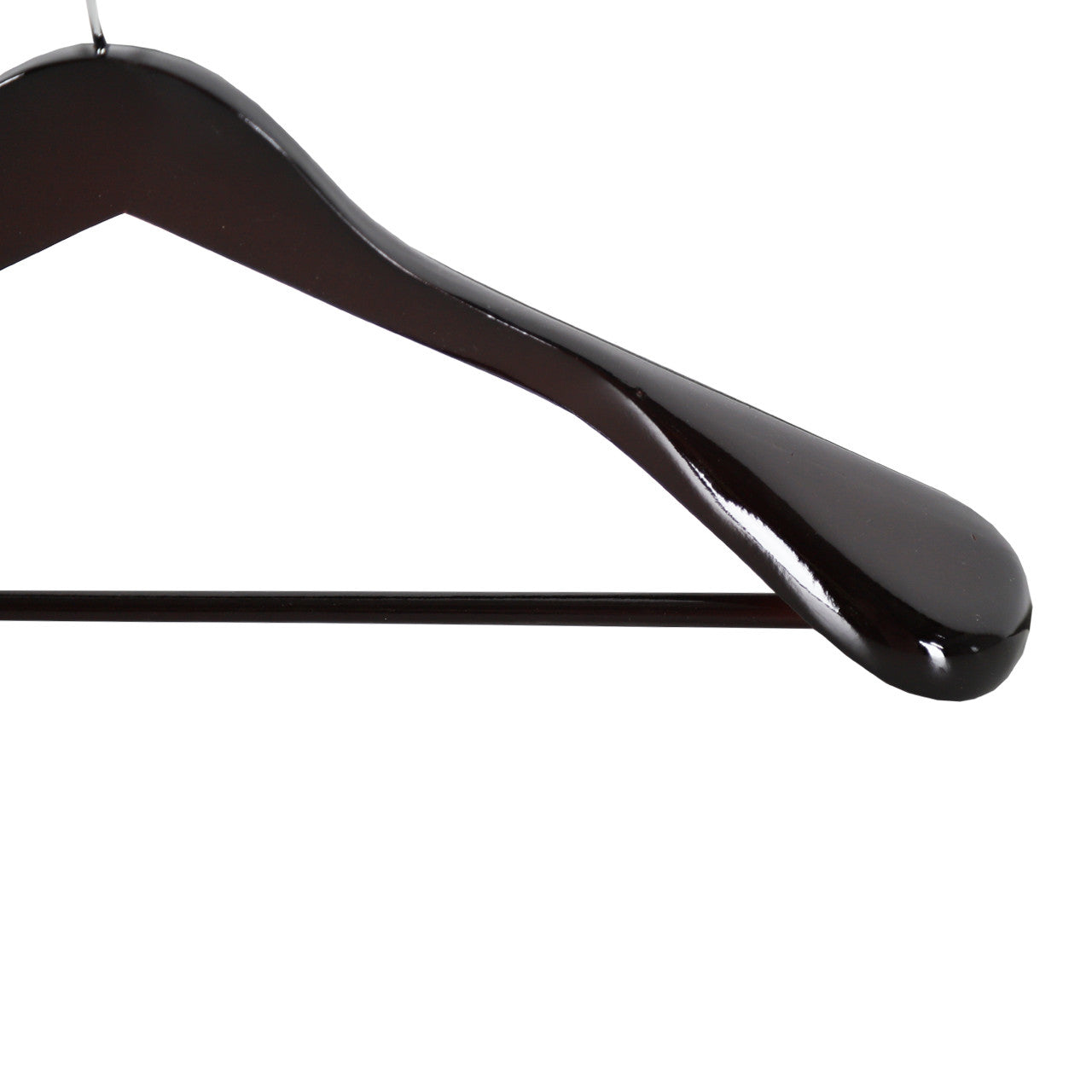 Dark Wood Finish Hangers with Broad Shoulders and Trouser Bar - 45 cm