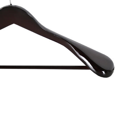 Dark Wood Finish Hangers with Broad Shoulders and Trouser Bar - 45 cm