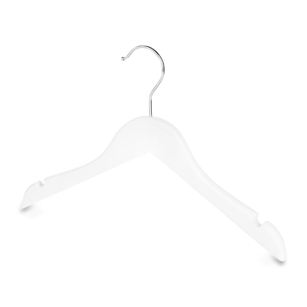 Matt White Children's Wooden Hangers with Shoulder Notches - 31 cm