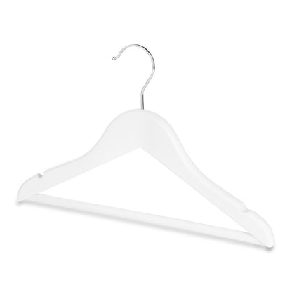 Matt White Children's Wooden Hangers with Trouser Bar - 31 cm